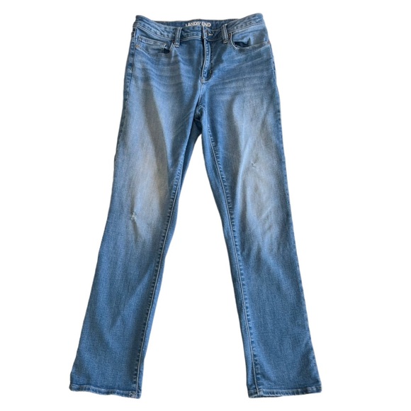 Lands End Mid Rise‎ 9” Straight Leg Jeans Medium Wash Denim Women’s Size 8 - Picture 3 of 13